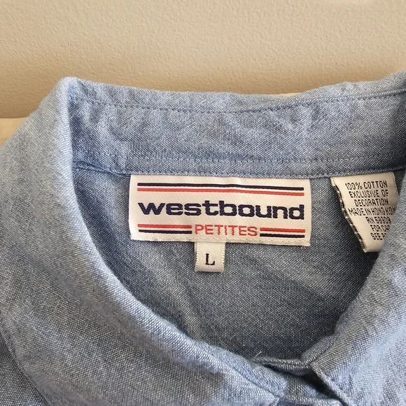 Vintage Westbound Denim Shirt with Embroidered Winter Scene - Picture 2 of 3